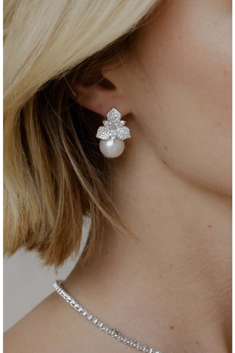 Sophie Pearl Drop Earrings, Alternate, color, Silver