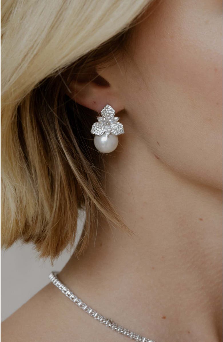 Untamed Petals Sophie Pearl Drop Earrings, Alternate, color, 