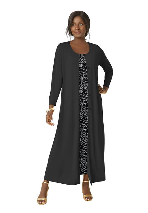 2-Piece Stretch Knit Duster Set (Plus Available)