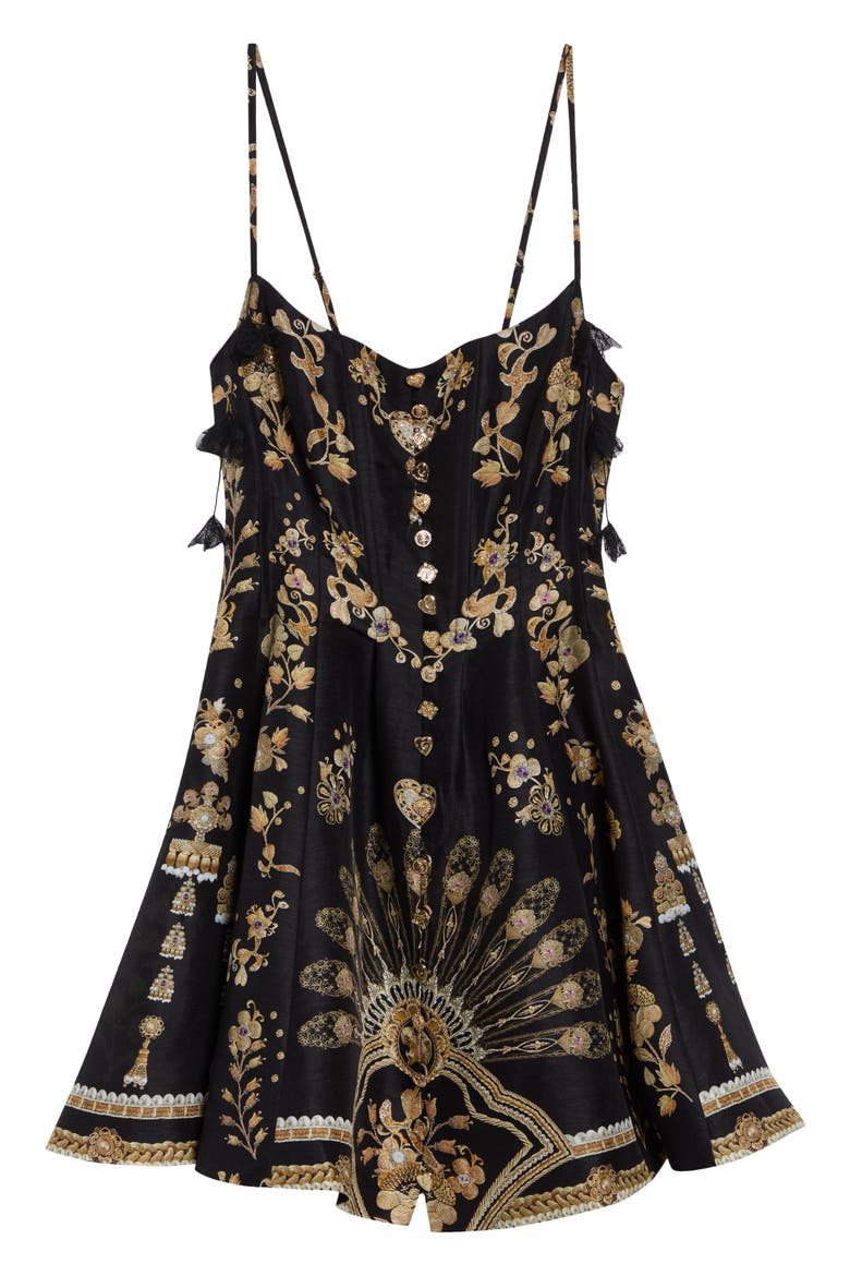 Crystal Embellished Linen & Silk Corset Dress, Main, color, TAURUS RISING