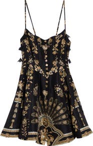 Camilla Crystal Embellished Linen & Silk Corset Dress
