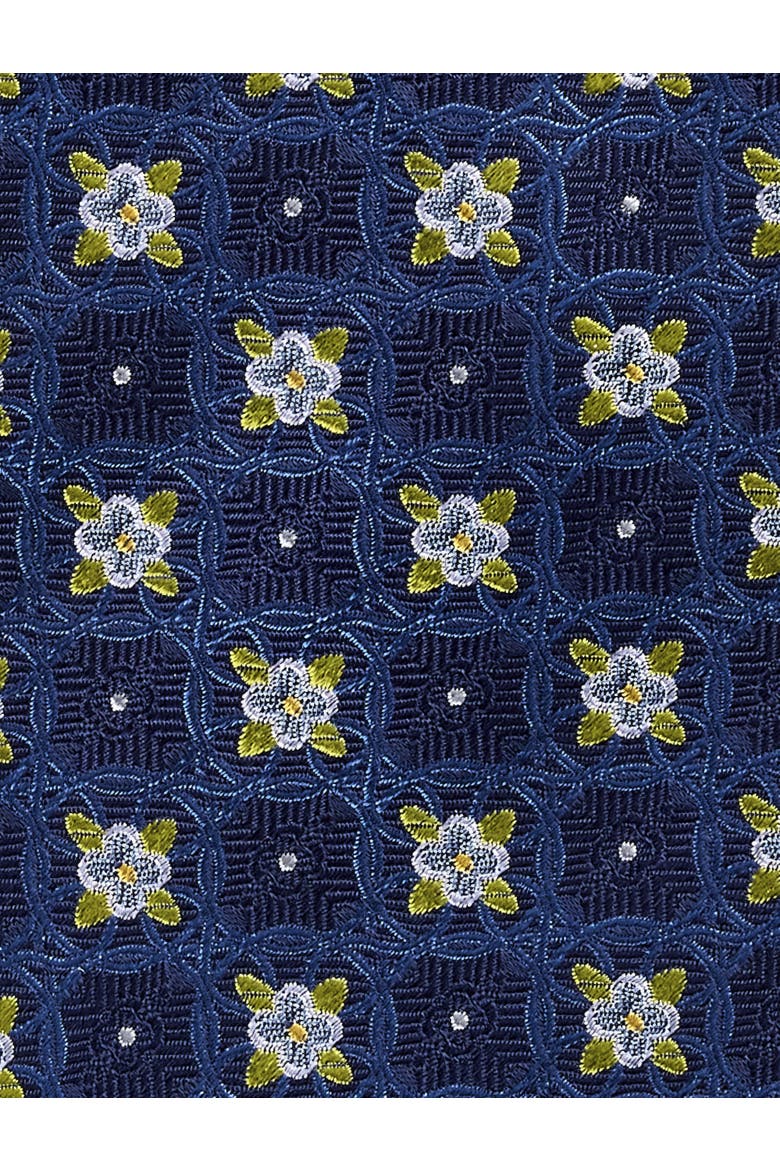 Big & Tall Floral Medallion Silk Tie, Alternate, color, NAVY