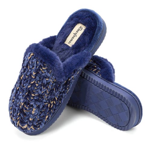 Dearfoams Paris Chenille Shaped Tab Scuff Slipper In Blue
