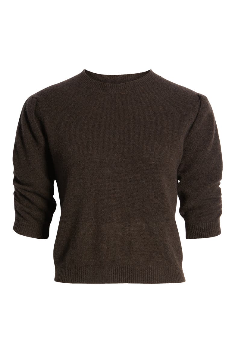 Ruched Sleeve Recycled Cashmere & Wool Sweater, Alternate, color, AMERICANO