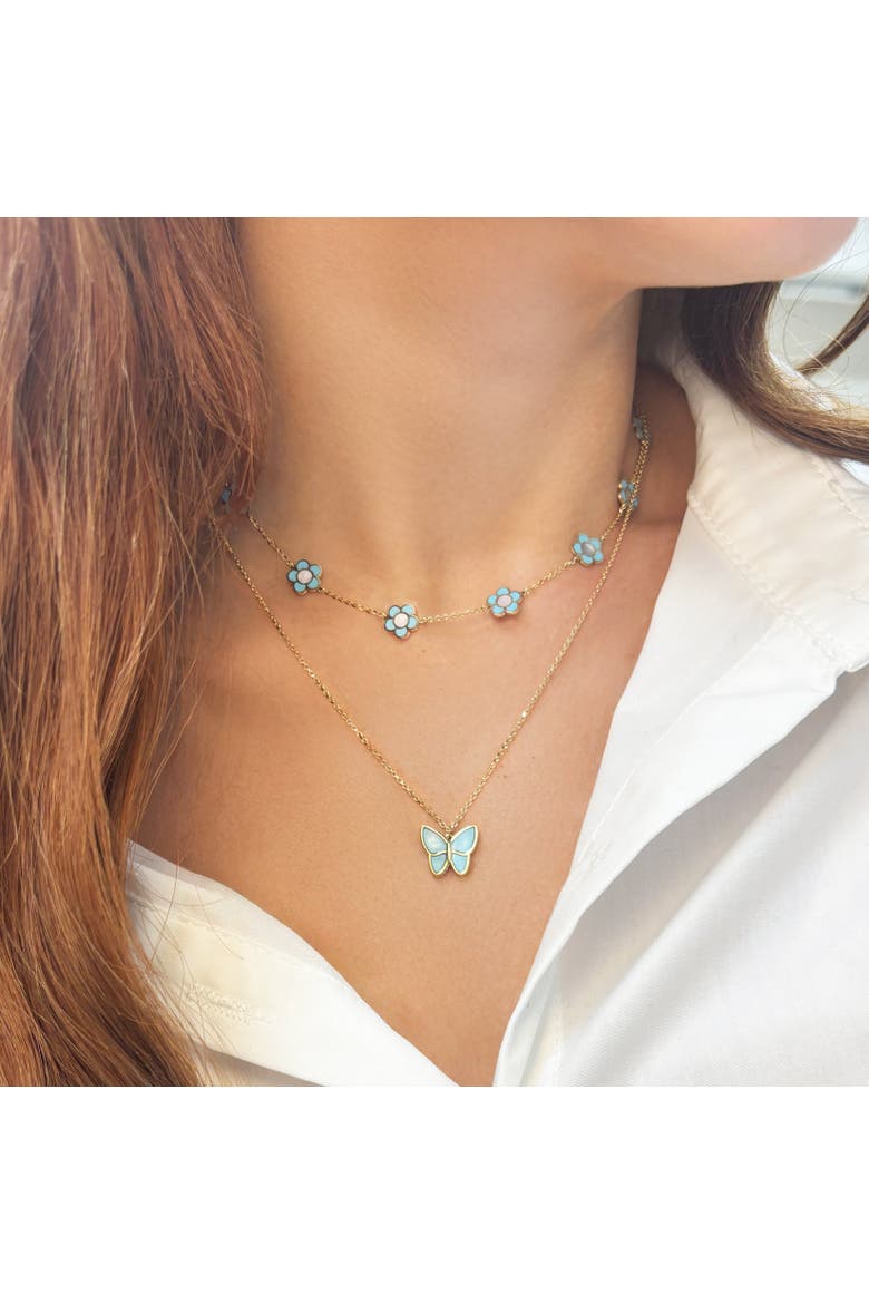 Turquoise Daisy Necklace, Alternate, color, Turquoise