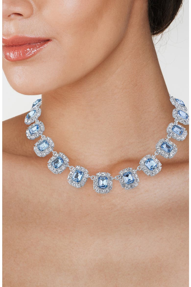 Crystal Halo Collar Necklace (Nordstrom Exclusive), Alternate, color, BLUE/ SILVER