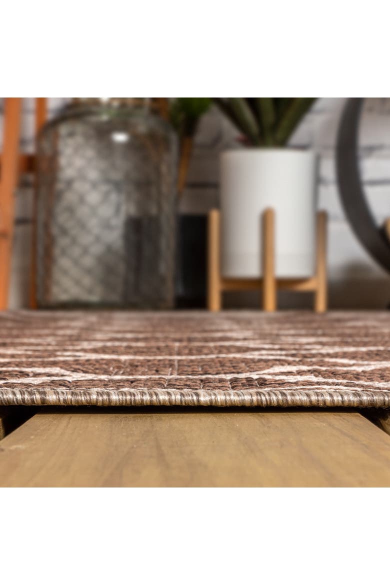 Trebol Moroccan Trellis Textured Weave Octagon Indoor/Outdoor Area Rug, Alternate, color, Espresso/Taupe