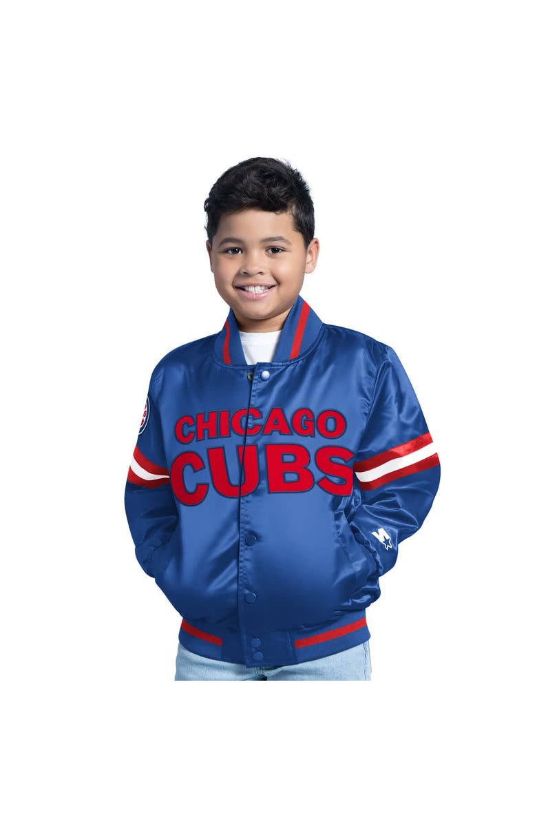 STARTER Youth Starter  Royal Chicago Cubs Scrimmage Full-Snap Varsity Jacket, Main, color, Royal