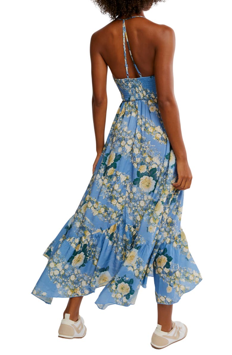 Free People Heat Wave Floral Print High/Low Dress, Alternate, color, Allue Blue Combo