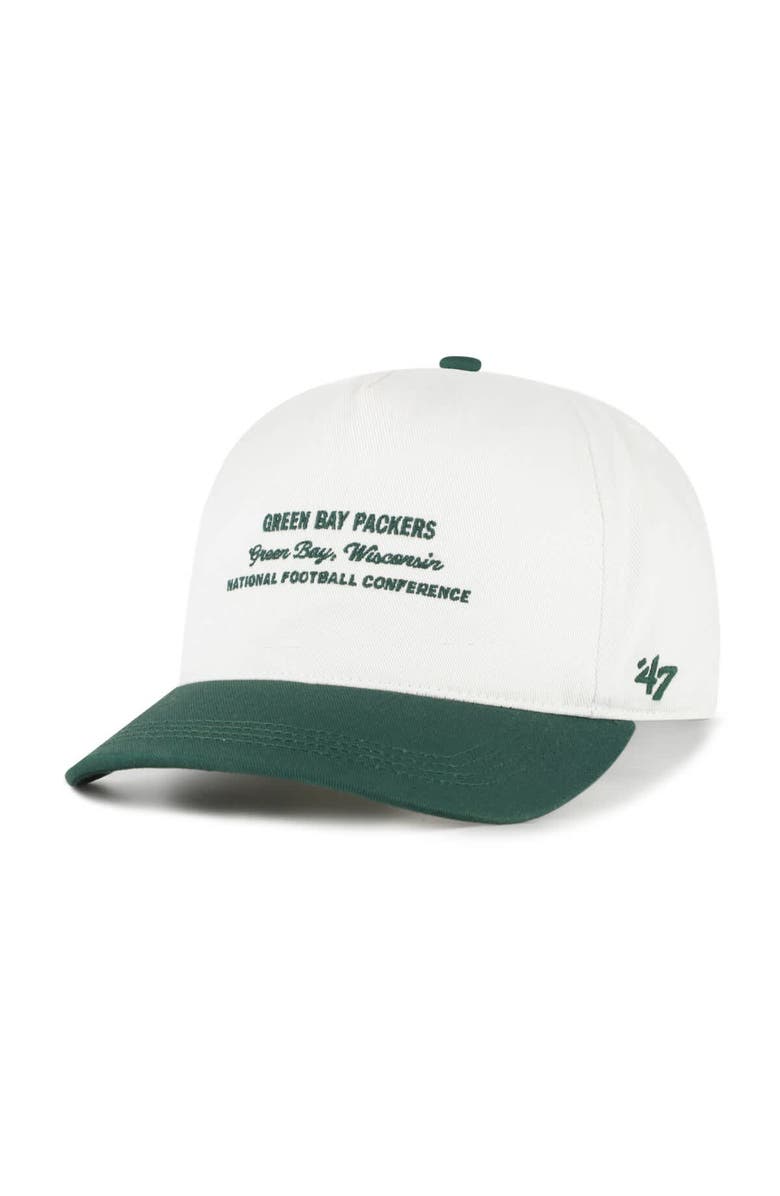 '47 Men's '47 White Green Bay Packers Contemporary Two-Tone Hitch Adjustable Hat, Alternate, color, White