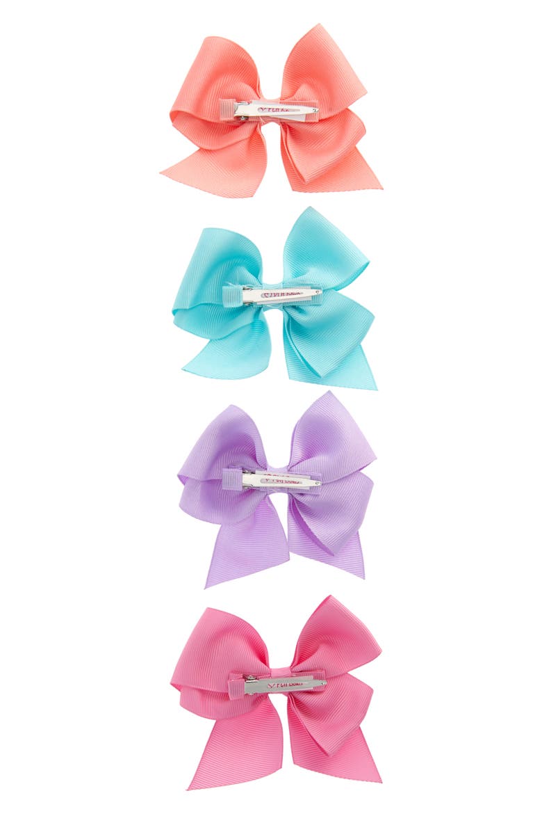 Set of 4 Grosgrain Bow Hair Clips, Alternate, color, PASTEL