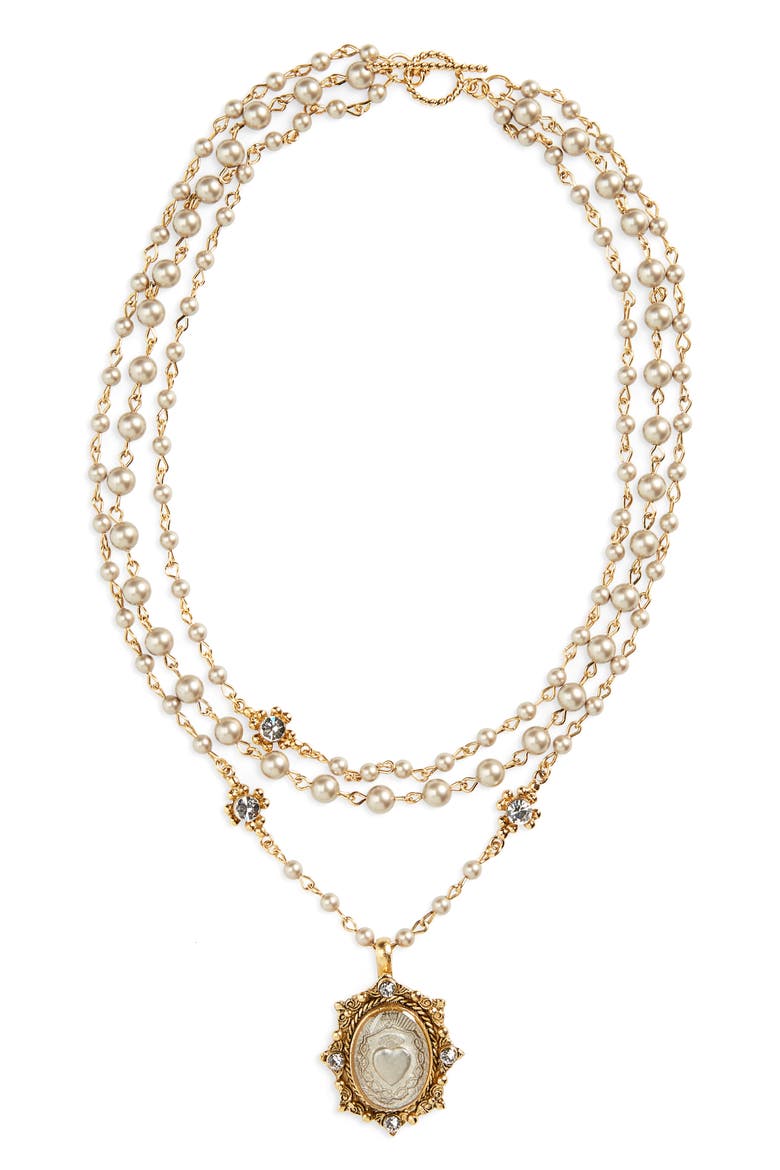 Sacred Heart Magdalena Necklace, Main, color, PLATINUM