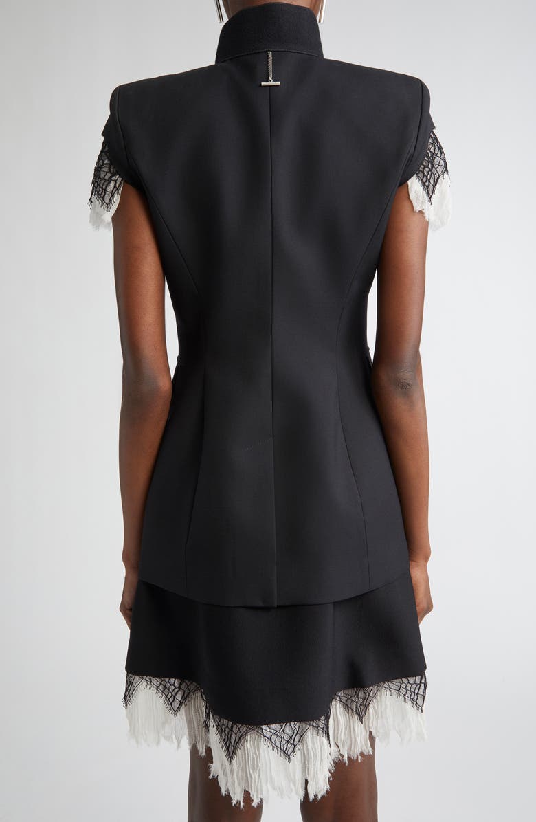 McQueen Cobweb Lace Wool Gabardine Jacket, Alternate, color, 