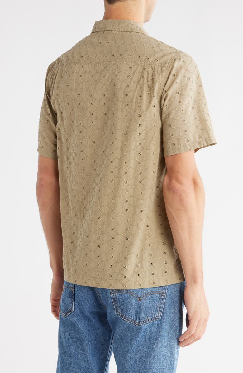 Lucky Brand Cotton Eyelet Camp Shirt, Alternate, color, Laurel Oak