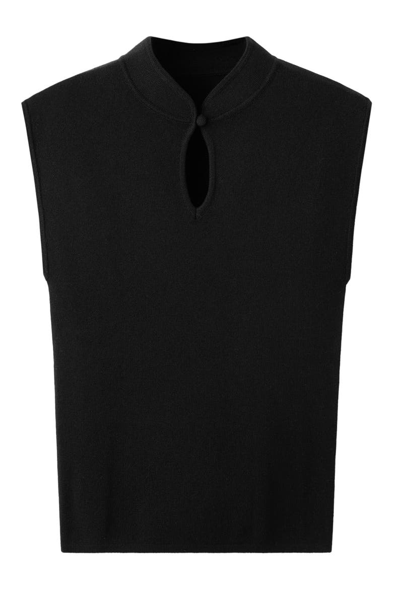 Cut-Out Sleeveless Mock Neck Sweater, Alternate, color, BLACK