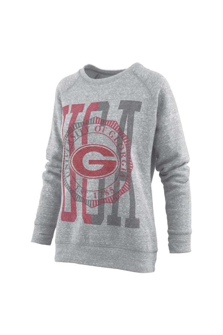Women's Pressbox Heather Gray Georgia Bulldogs Knobi Raglan Pullover Sweatshirt, Main, color, Heather Gray