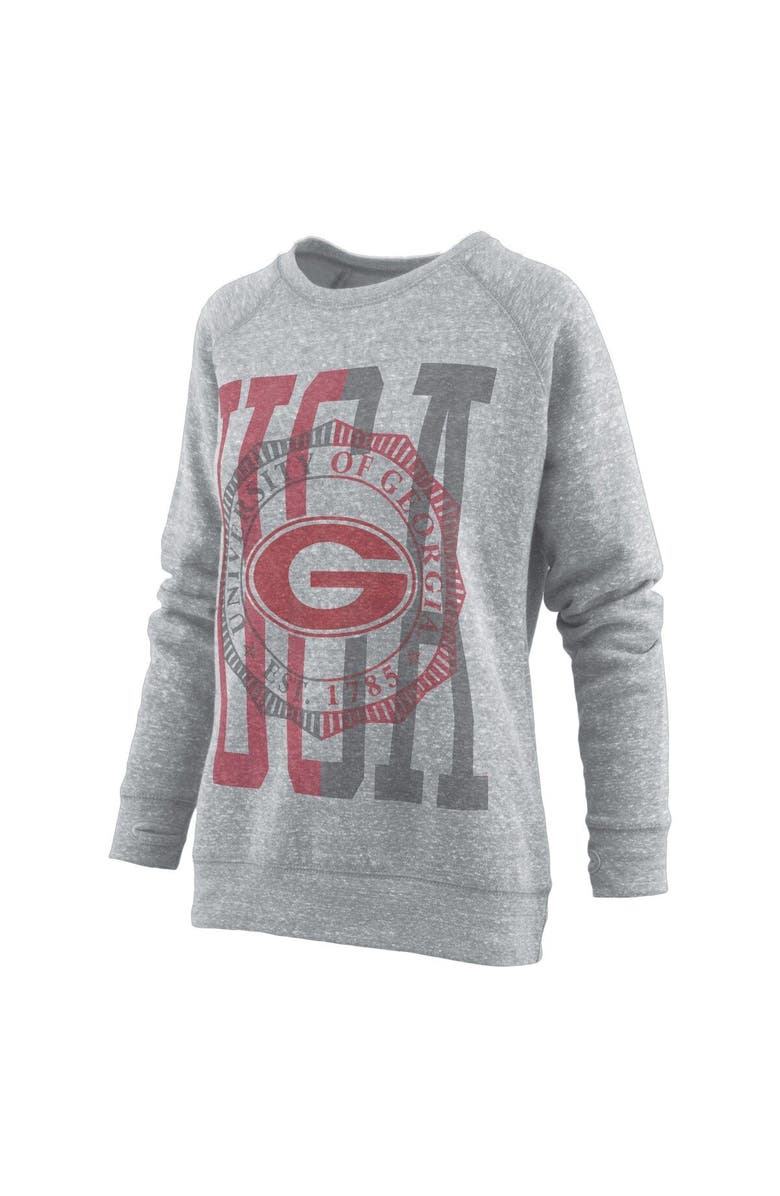 PRESSBOX Women's Pressbox Heather Gray Georgia Bulldogs Knobi Raglan Pullover Sweatshirt, Main, color, 