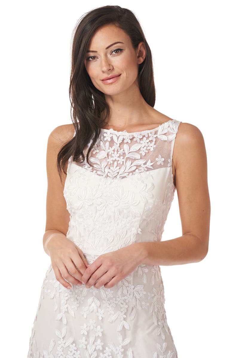 JS Collections JS Collection Floral Appliqué Midi Cocktail Dress, Alternate, color, 