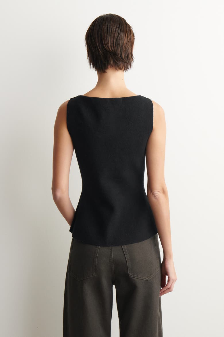 Cotton-Blend Crepe Vest, Alternate, color, BLACK