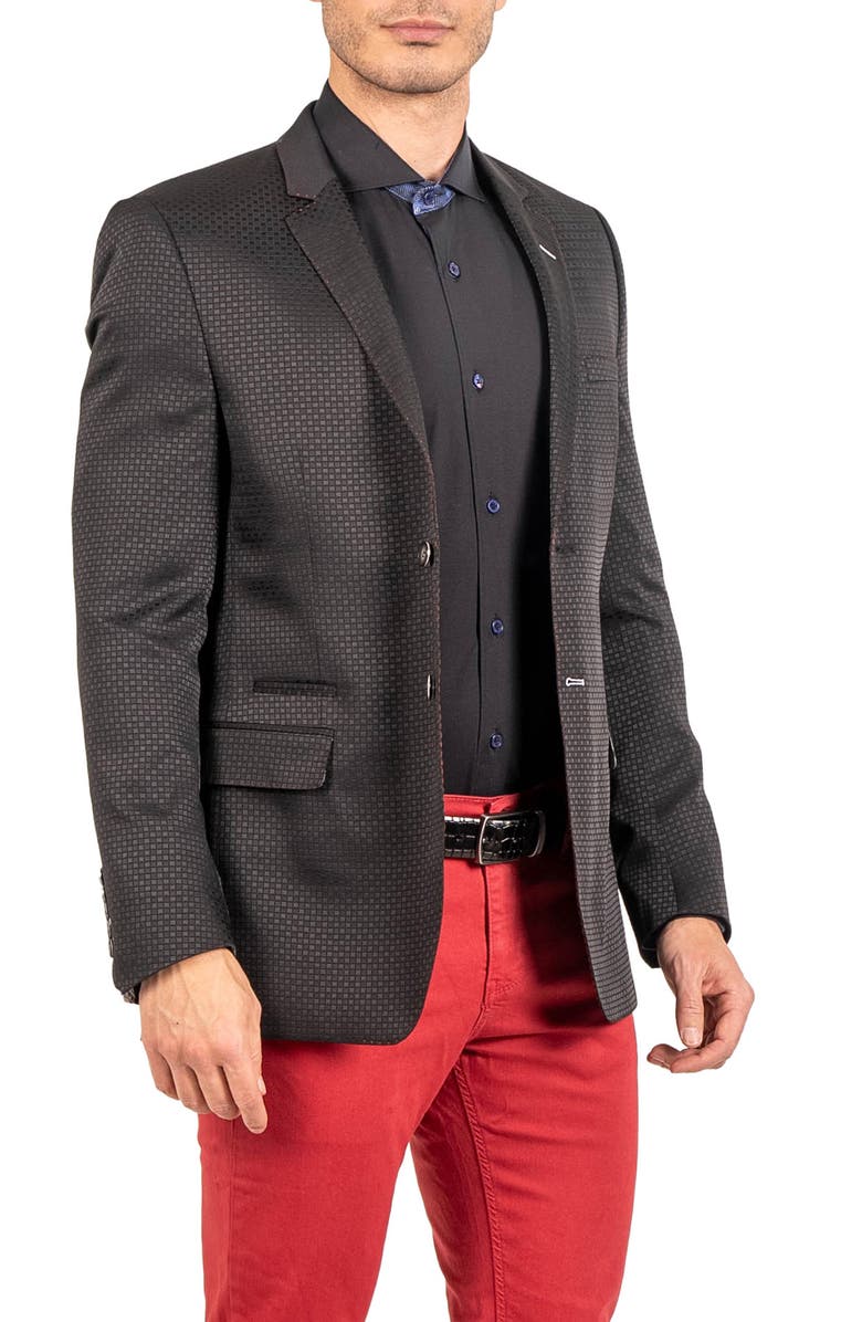 Maceoo Socrate Evo Resistance74 Jacquard Check Blazer, Alternate, color, Black