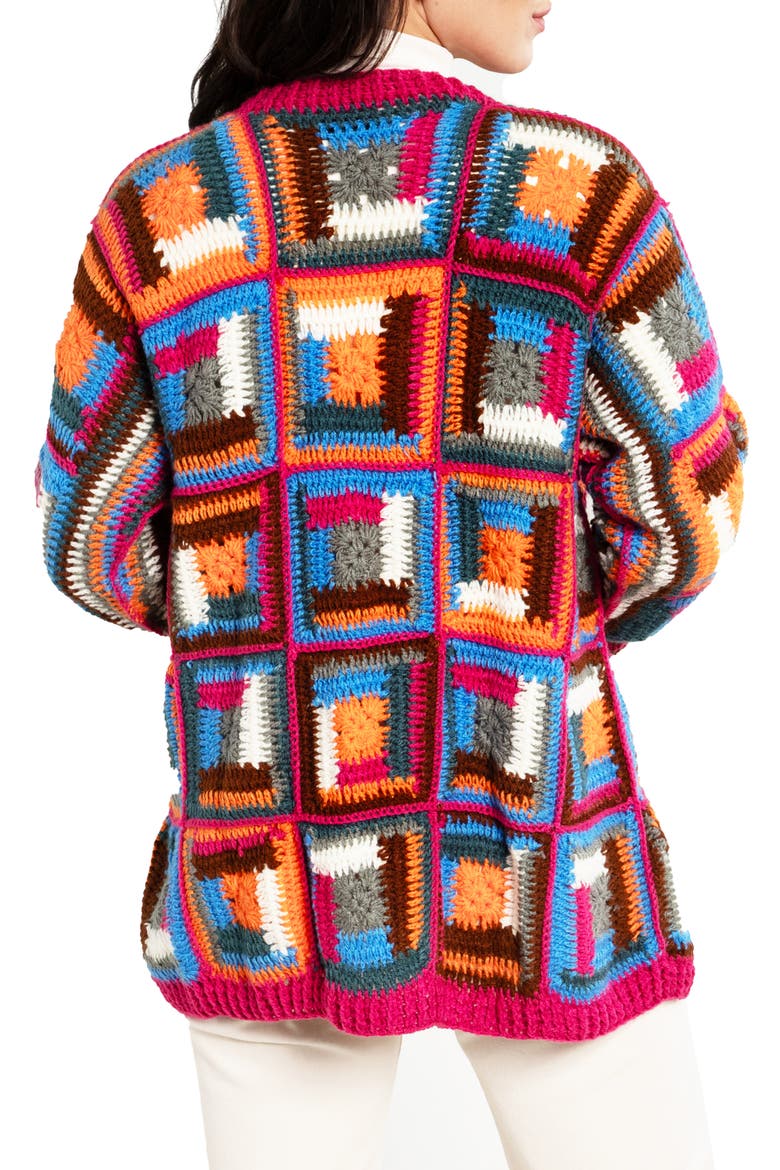 Granny Square Crochet Cardigan, Alternate, color, PINK