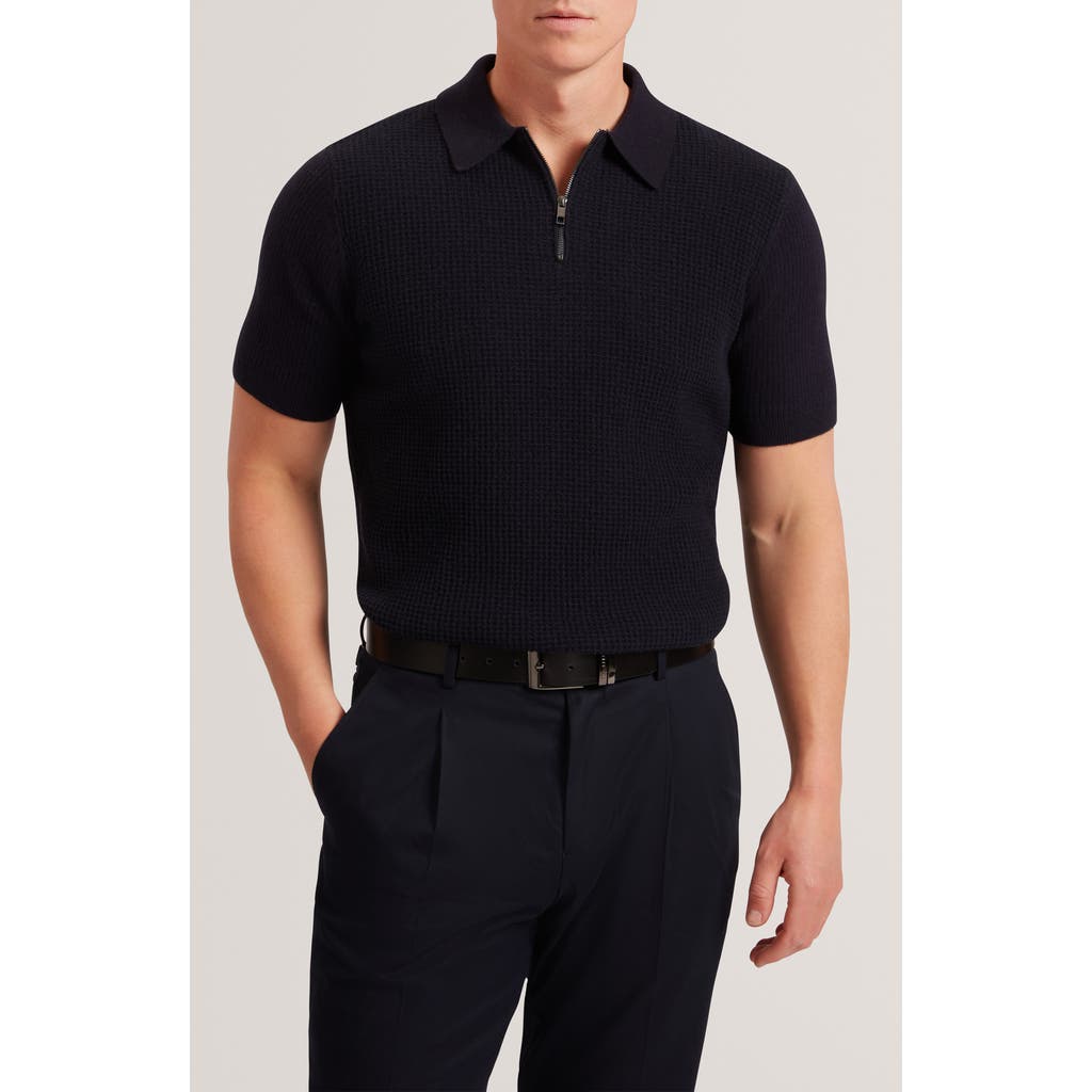 Ted Baker Jaylon Quarter Zip Sweater In Black