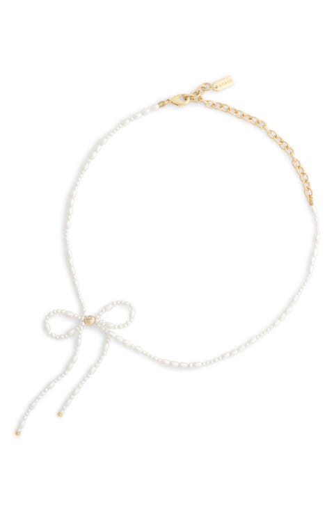 Faux Pearl Bow Choker
