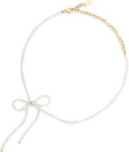 COACH Faux Pearl Bow Choker