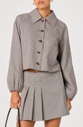 ASTR the Label Houndstooth Check Balloon Sleeve Jacket