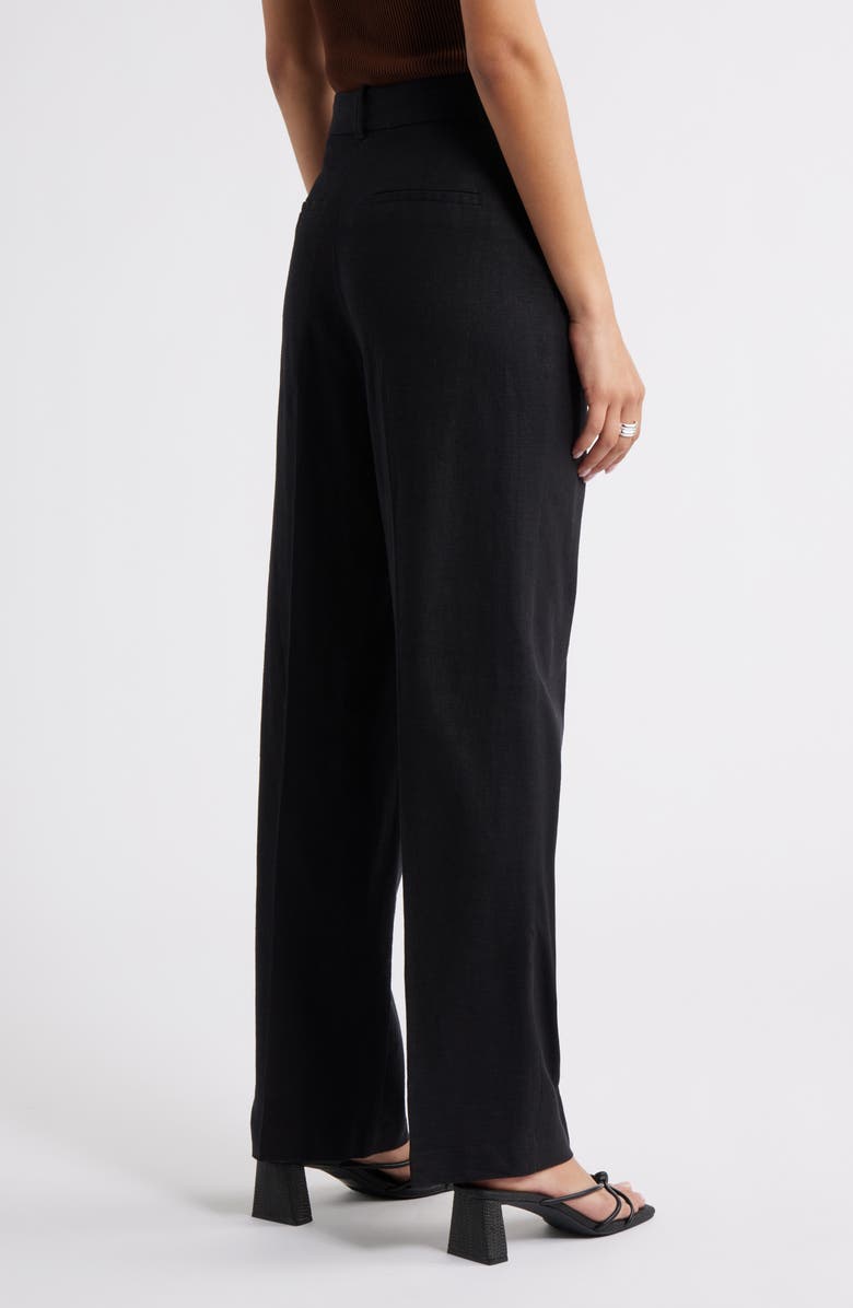 Open Edit Everyday Linen Blend Pants, Alternate, color, Black