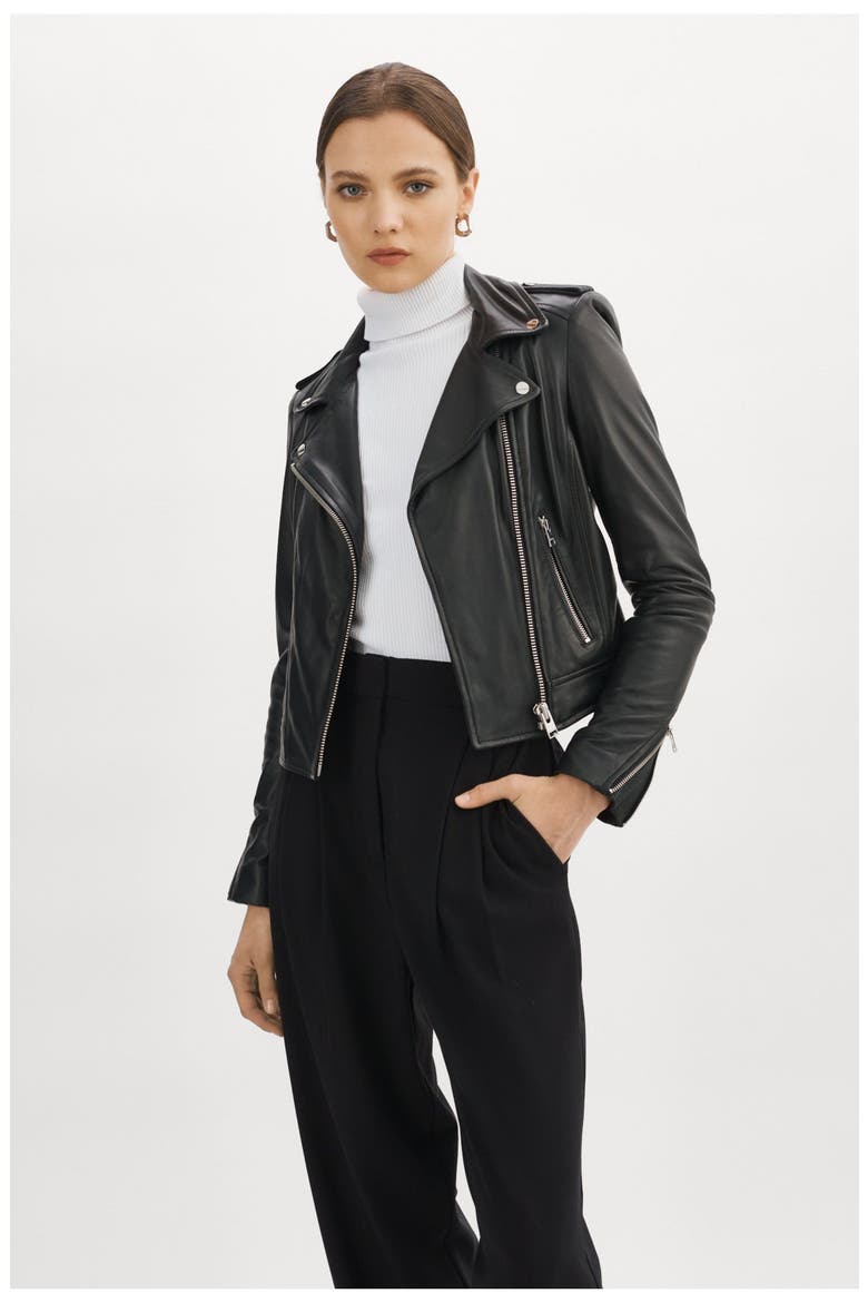 Donna | Iconic Leather Biker Jacket, Alternate, color, Black
