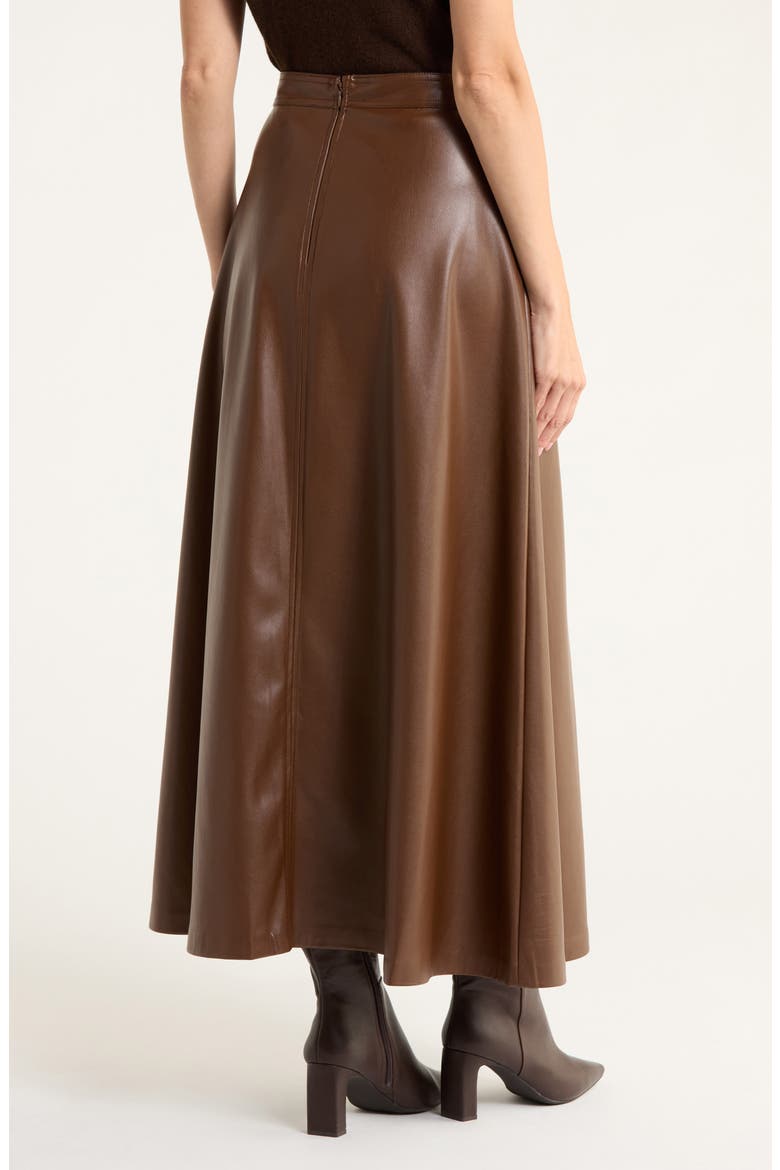 Faux Leather A-Line Midi Skirt, Alternate, color, PINE FORREST 276