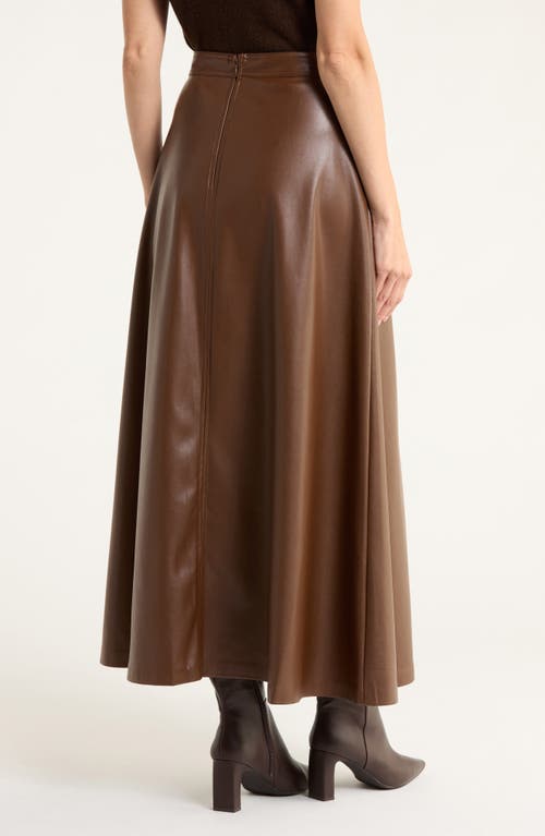 Vince Camuto Faux Leather A-line Midi Skirt In Brown