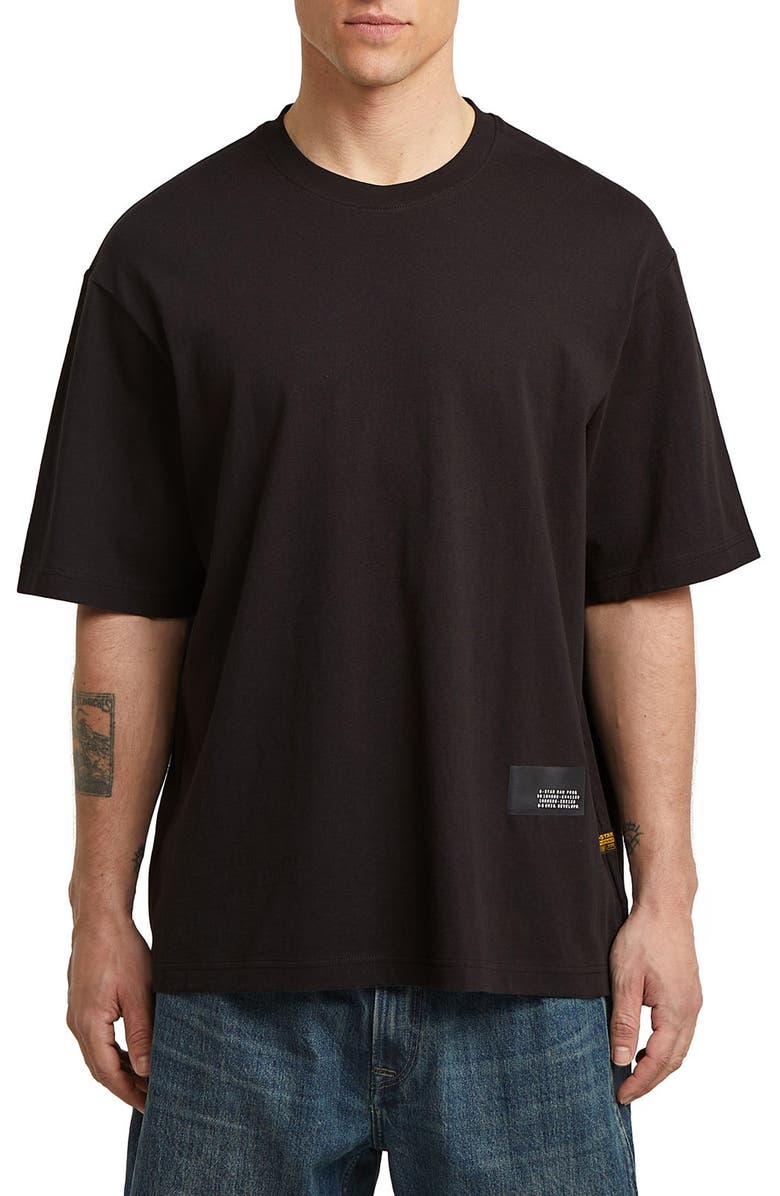 G-STAR Badge Boxy Organic Cotton T-Shirt, Main, color, Dk Black