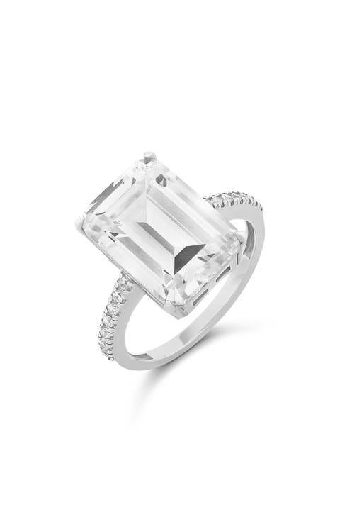 Emerald-Cut Cubic Zirconia Cocktail Ring