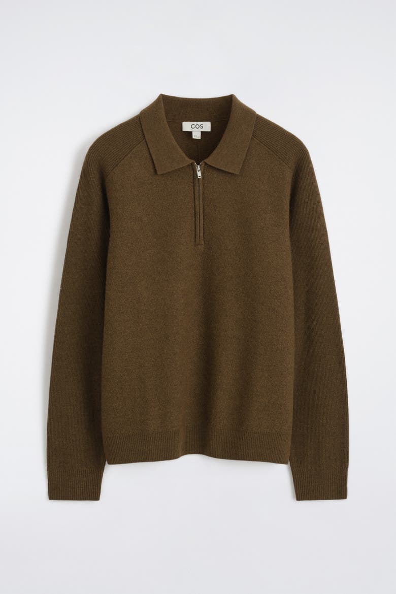 Paneled Boiled Wool Zip-up Sweater, Alternate, color, TOBACCO