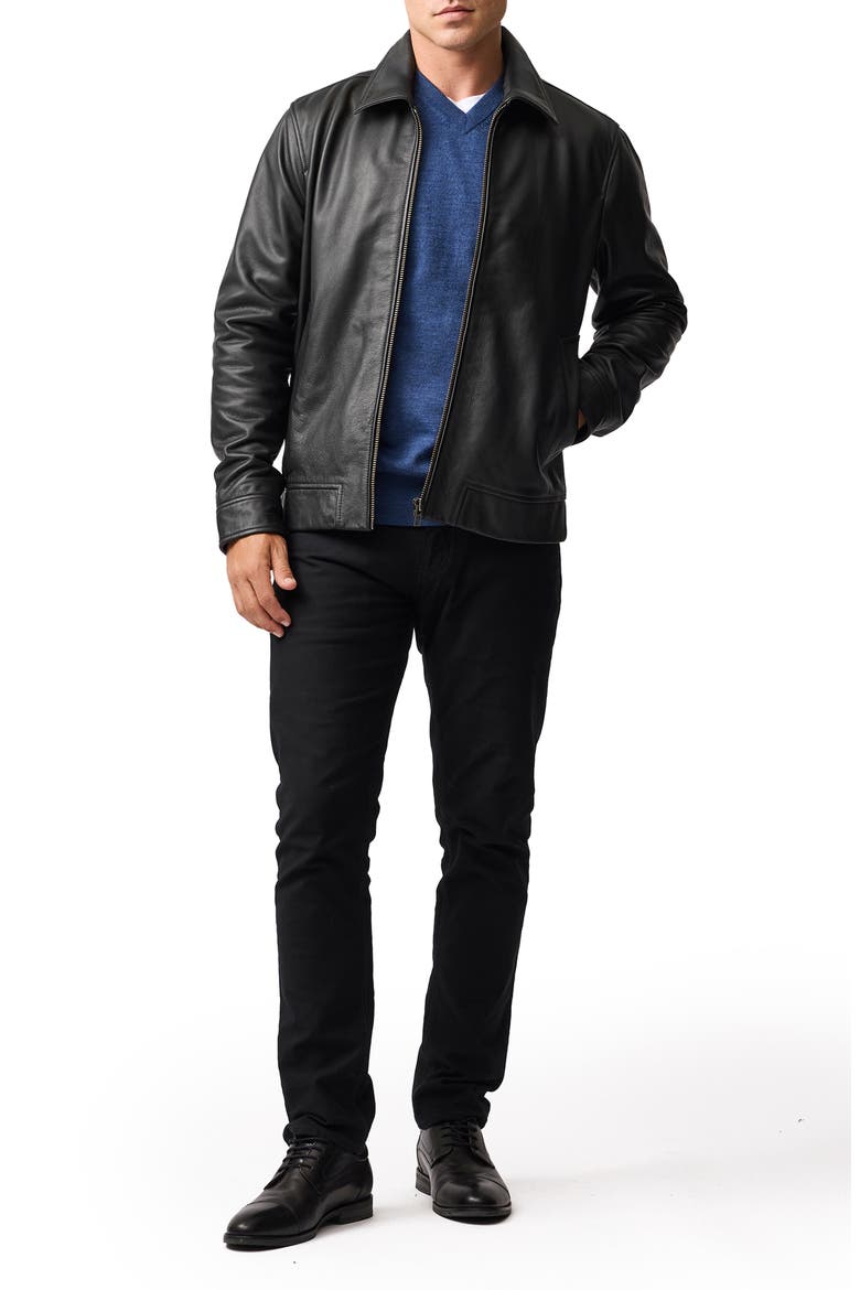 Haymarket Leather Jacket, Alternate, color, ONYX