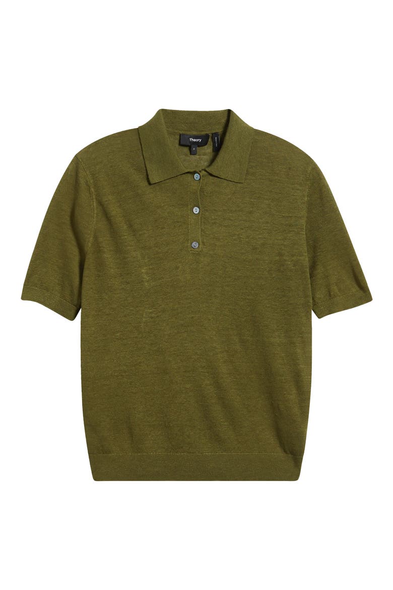 Semisheer Linen Blend Polo, Alternate, color, FOREST MOSS