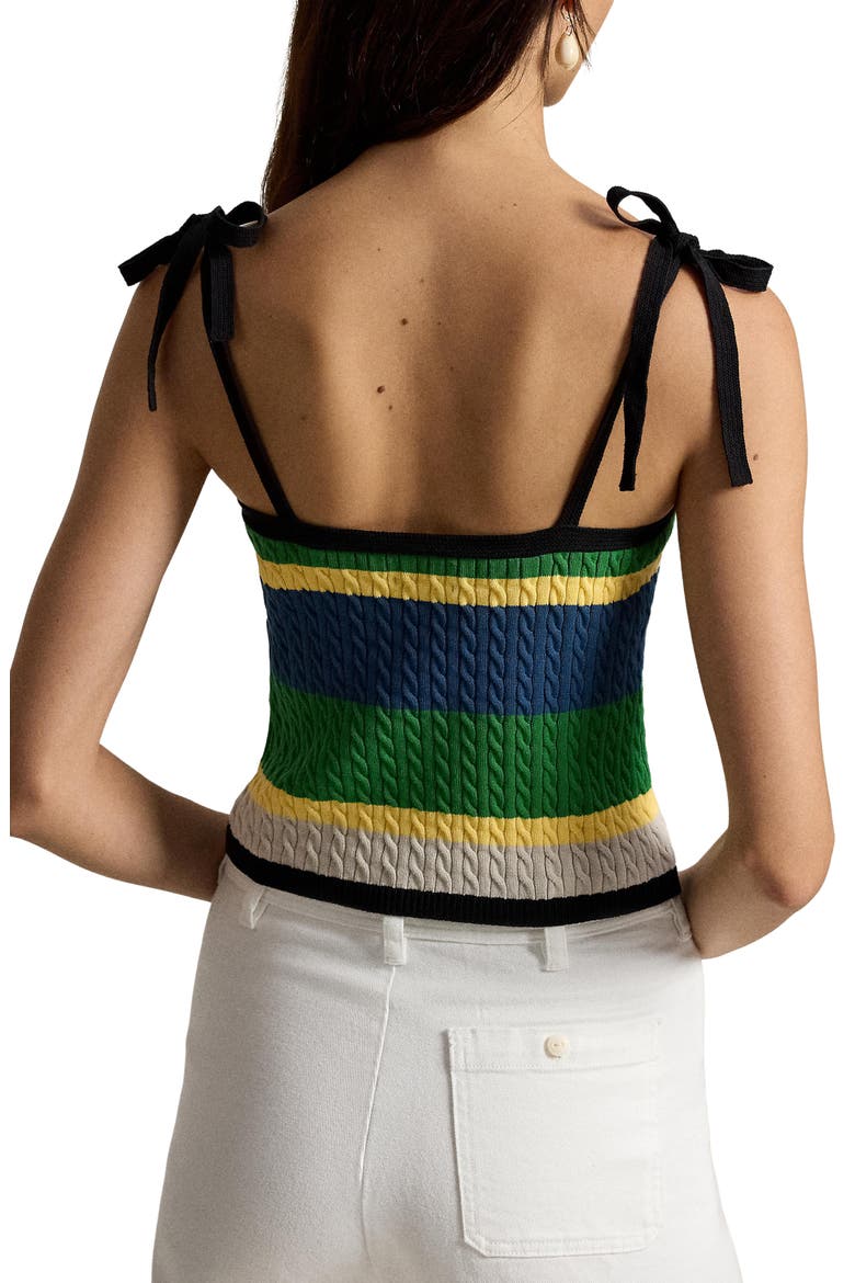 Stripe Cotton Blend Cable Sweater Camisole, Alternate, color, POLO BLACK MULTI
