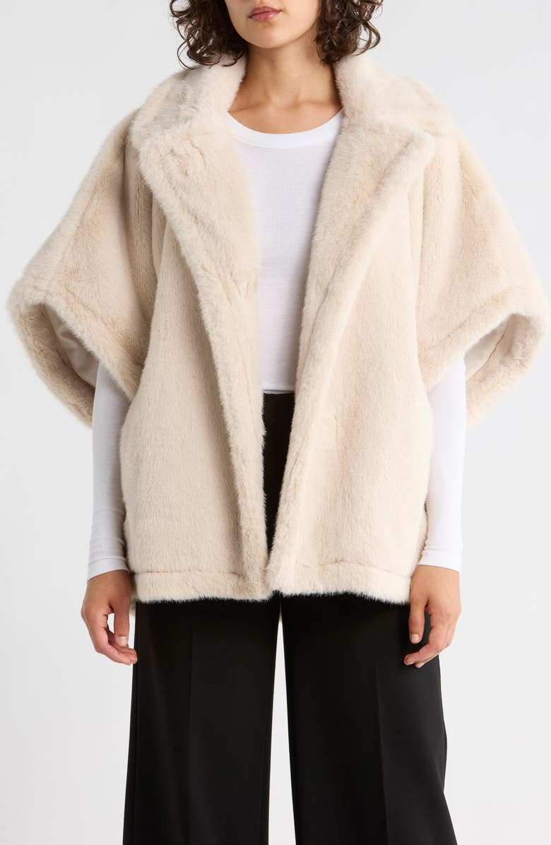 Rebecca Minkoff Faux Fur Capelet, Main, color, Coconut