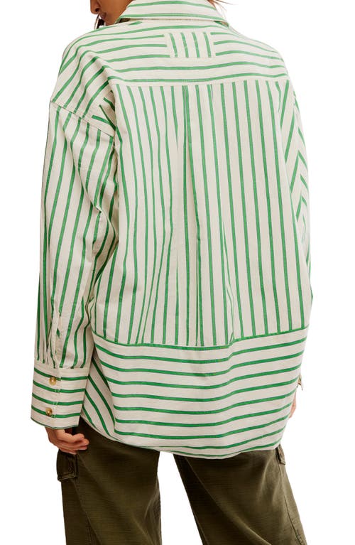 FREE PEOPLE FREE PEOPLE VARSITY VIBES STRIPE OVERSIZE COTTON BUTTON-UP SHIRT 