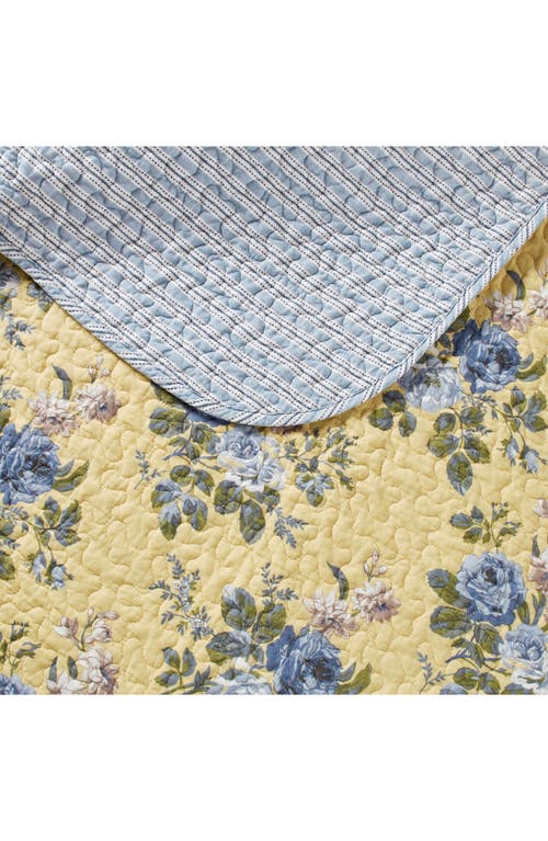 Laura Ashley Yellow Floral Twin Quilt & Sham Set In Pale Yellow