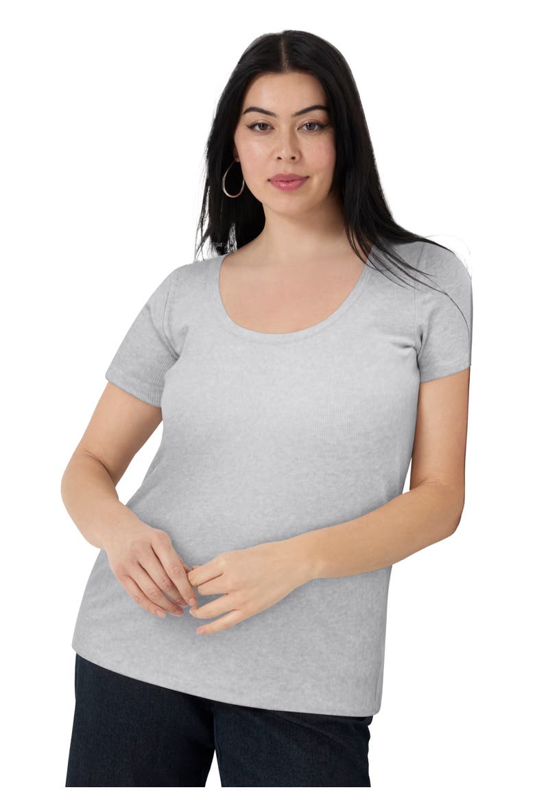 Ribbed Scoopneck Top, Main, color, HEATHER GREY