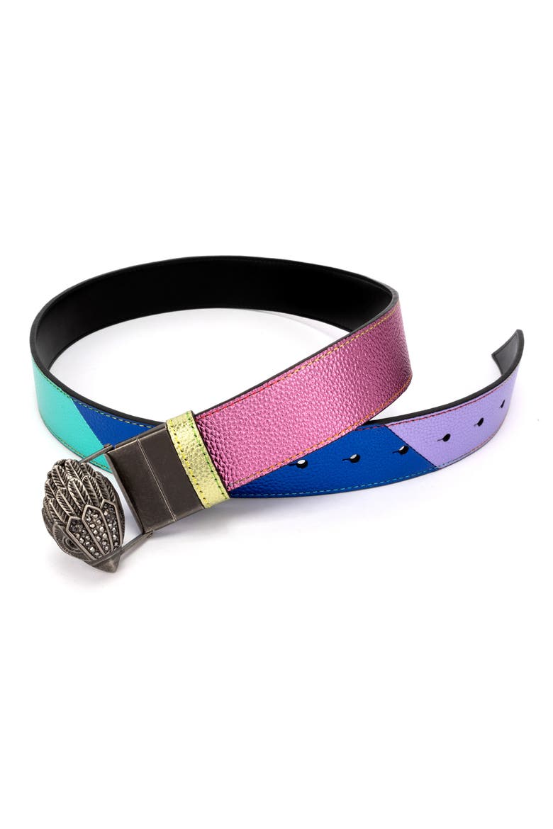 Reversible Leather Belt, Alternate, color, PASTEL RAINBOW/ANTIQUE SILVER