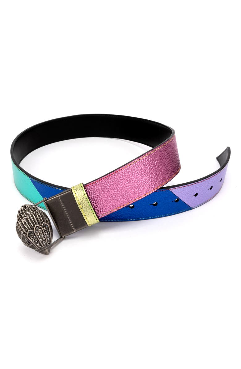 Kurt Geiger London Reversible Leather Belt, Alternate, color, Pastel Rainbow/Antique Silver