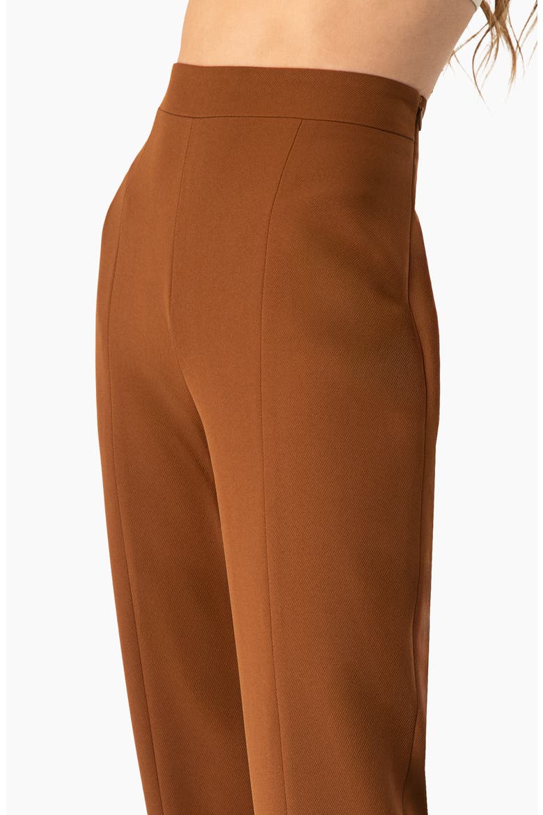 Straight-Leg Trousers with Leg Slits, Alternate, color, Brown
