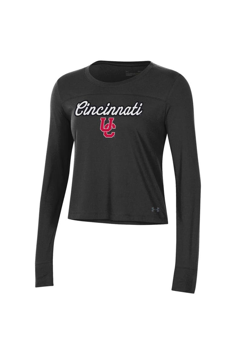 Women's Under Armour Black Cincinnati Bearcats Vault Cropped Long Sleeve T-Shirt, Alternate, color, Black