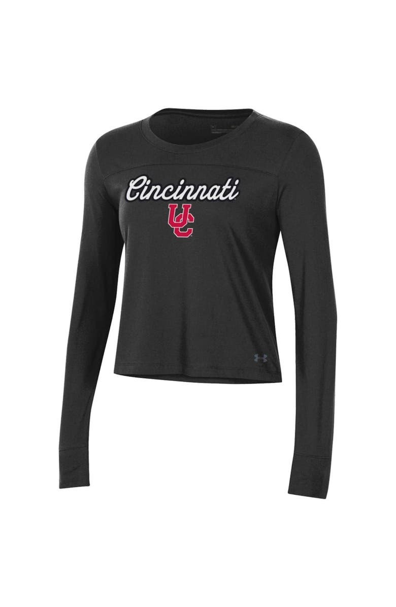 Under Armour Women's Under Armour Black Cincinnati Bearcats Vault Cropped Long Sleeve T-Shirt, Alternate, color,