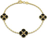 Julianna B. Black Agathe Floral Station Bracelet Yellow Silver