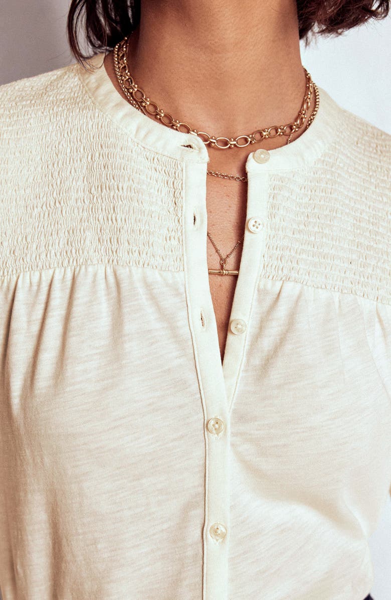 Boden Elsa Shirred Yoke Jersey Shirt, Alternate, color, Ivory